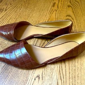 J Crew pointed flats - crocodile skin